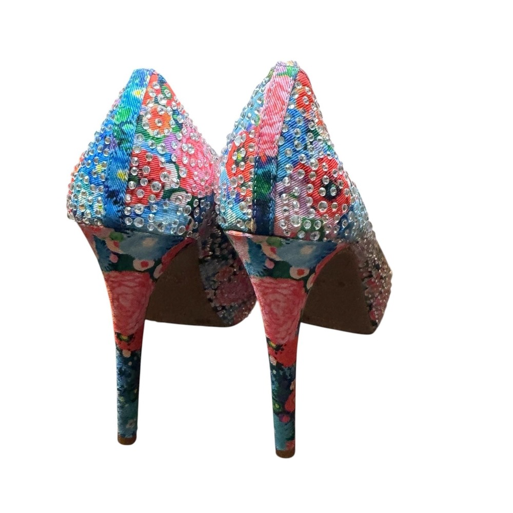 Gianni Bini Shoes Womens Size 6.5 Floral Rhinestone Pumps Stiletto Heels - Picture 9 of 12